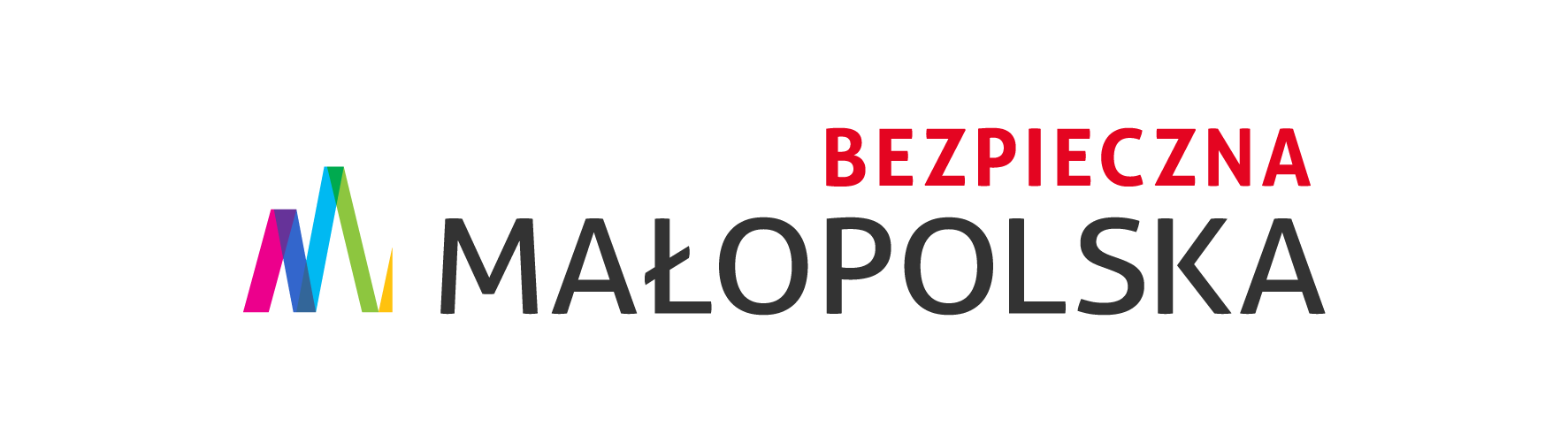 ogo programu „Bezpieczna Małopolska” – kolorowy znak Małopolski oraz napis „Bezpieczna Małopolska”